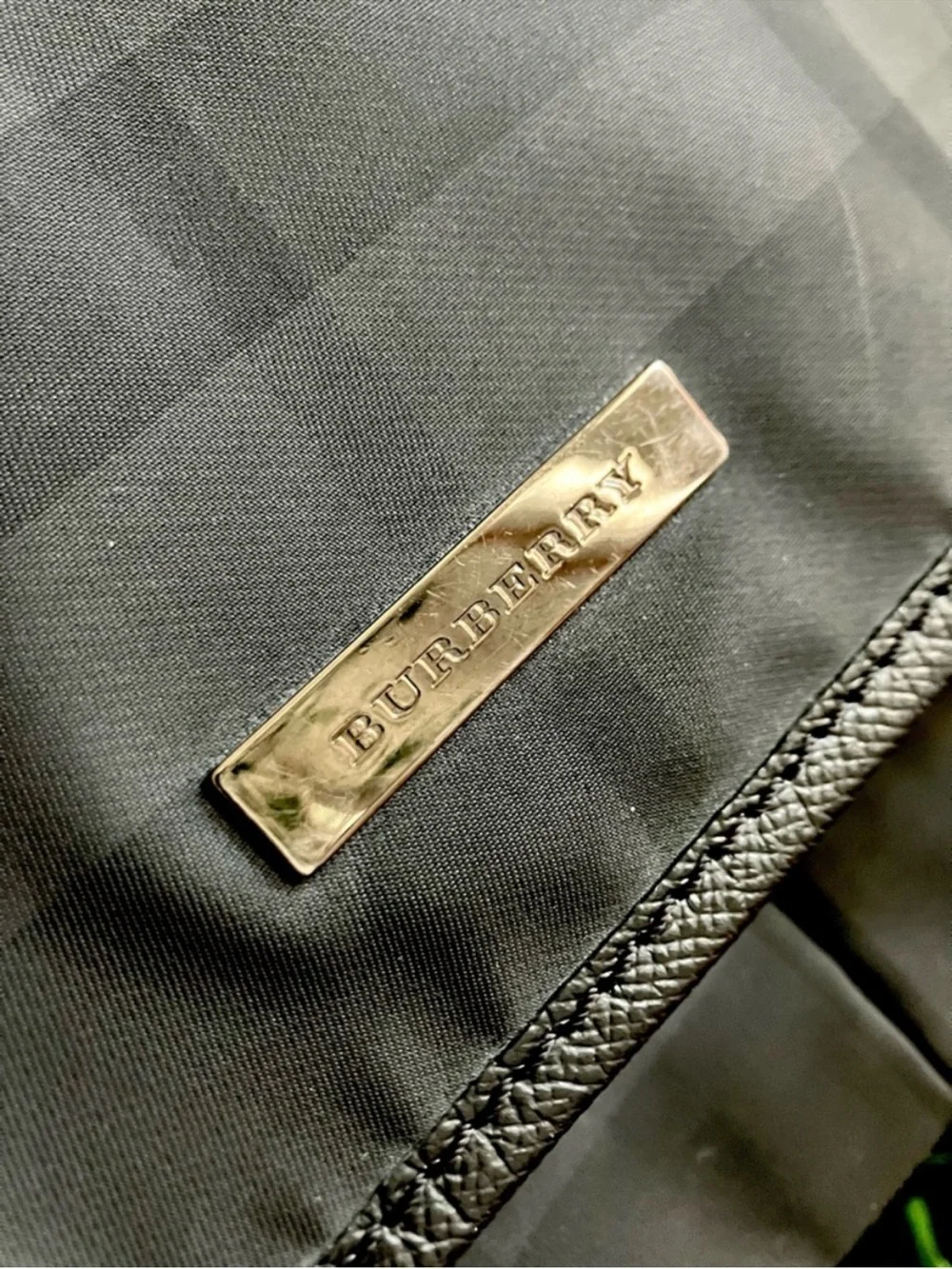 Burberry Black Tonal Check Messenger Bag